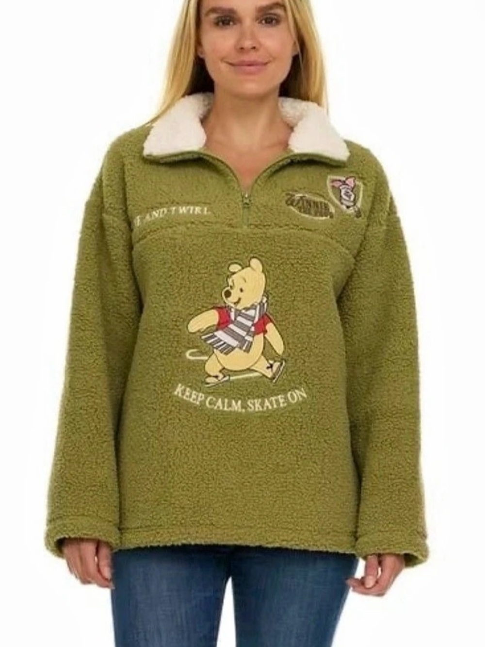 NWT Disney Winnie the Pooh Sherpa Fleece Quarter-Zip Pullover size Small